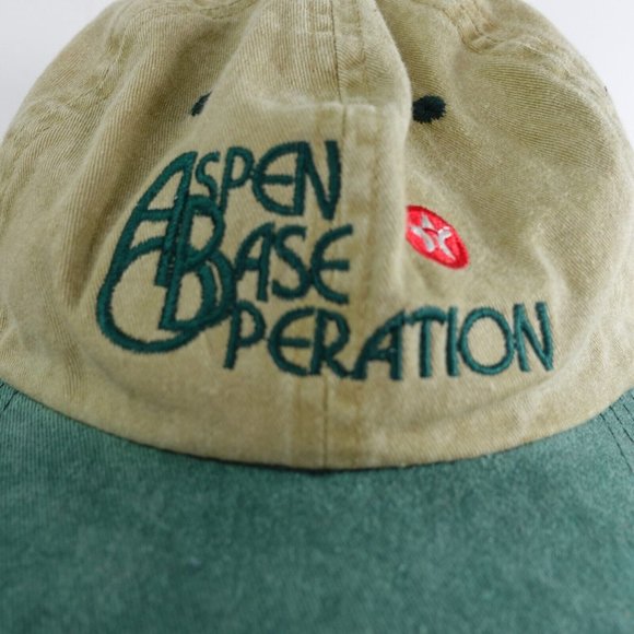 Aspen Base Operation Hat Green Baseball Cap Adjustable Cloth Strap Buckle CAMEO - Picture 2 of 9
